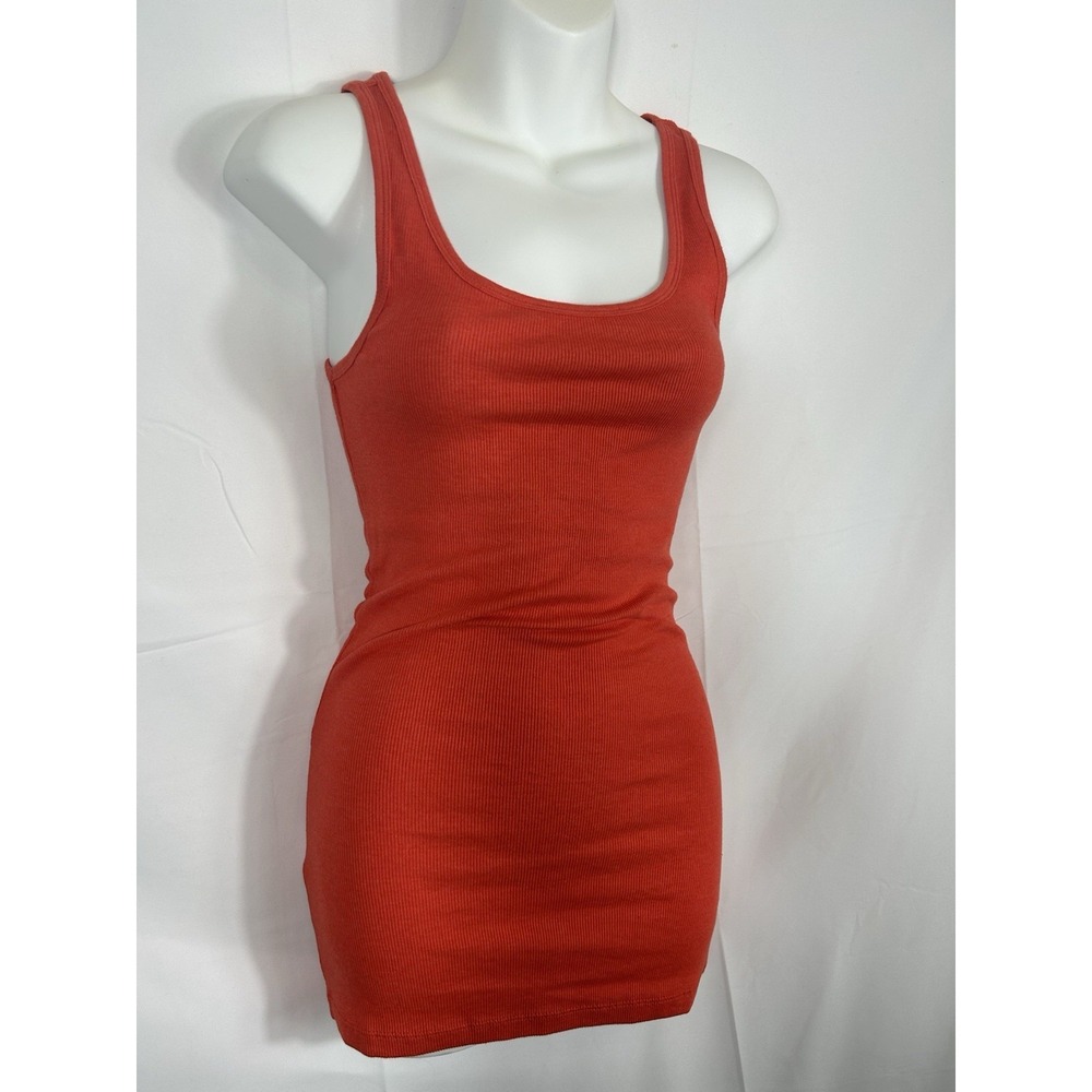 VTG Old Navy Y2K Ribbed Knit Long Fitted Tank Size M 2010 's Preppy Stretch Bias
